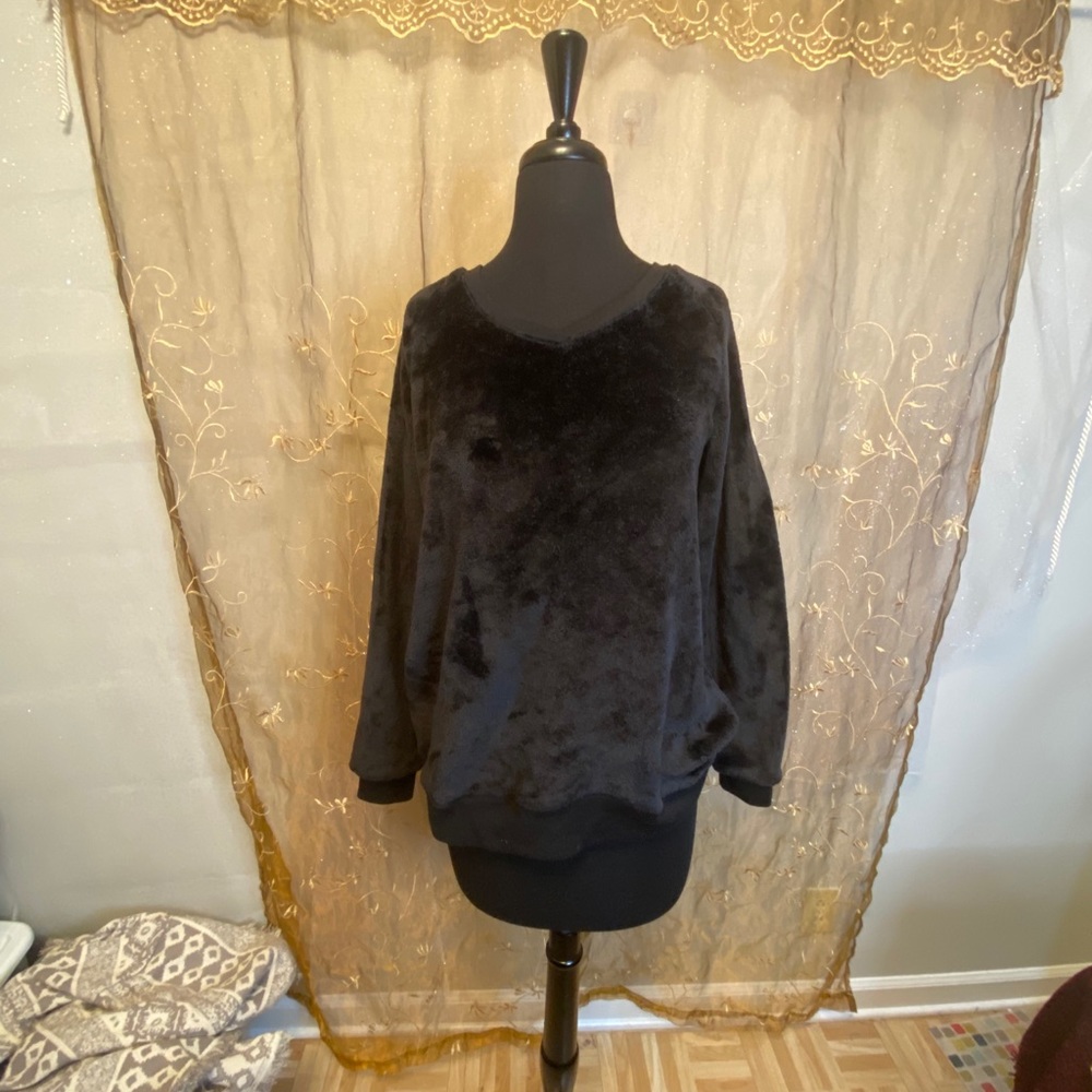 L Large Soft Microfiber Black Sweatshirt